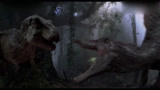侏罗纪公园：棘背龙VS霸王龙，霸王龙居然被打趴了，厉害啊！