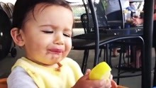 宝宝吃柠檬，表情亮了