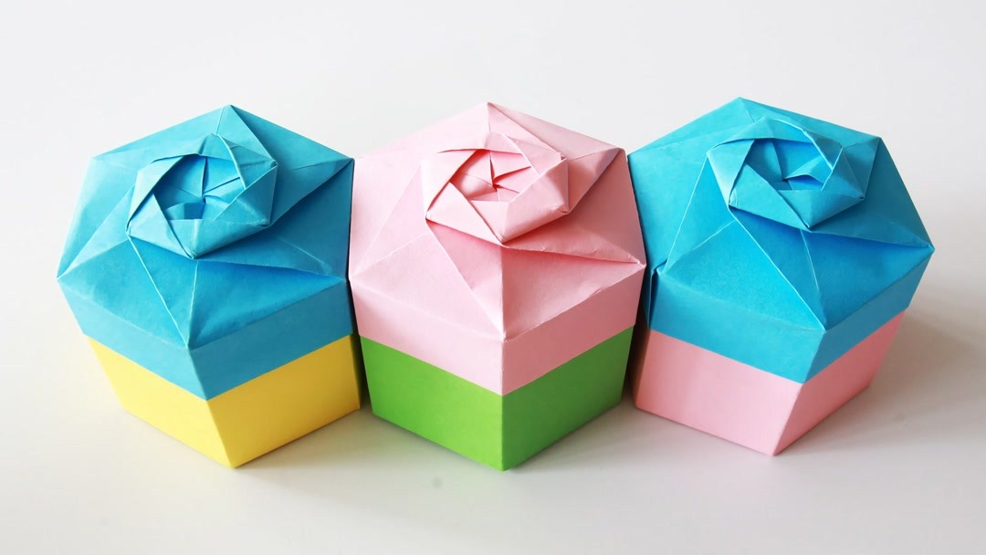 教你如何用a4纸折叠一款漂亮的六角礼物盒手工折纸收纳盒