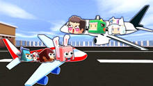联机模式，木鱼小铃铛扮演机长空姐，带着小伙伴们乘坐飞机去旅行
