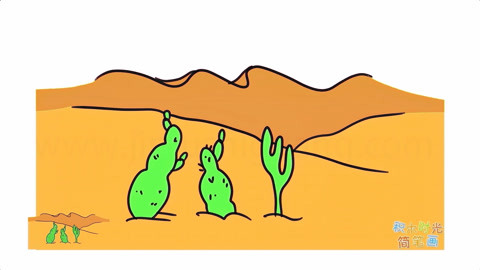 自然简笔画教程,如何画沙漠简笔画: 如何画沙漠简笔画