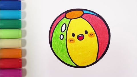 儿歌多多郊游简笔画 第15集 皮球 画一个色彩绚丽的皮球
